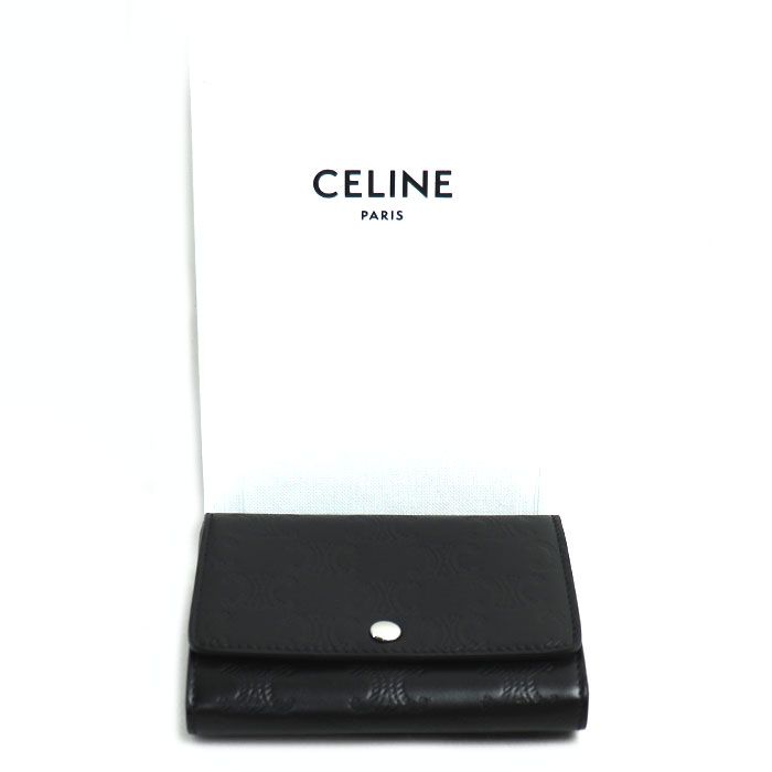 Celine Business Card Holder Triomphe Embossed Card Case Black 10m243fqd38si