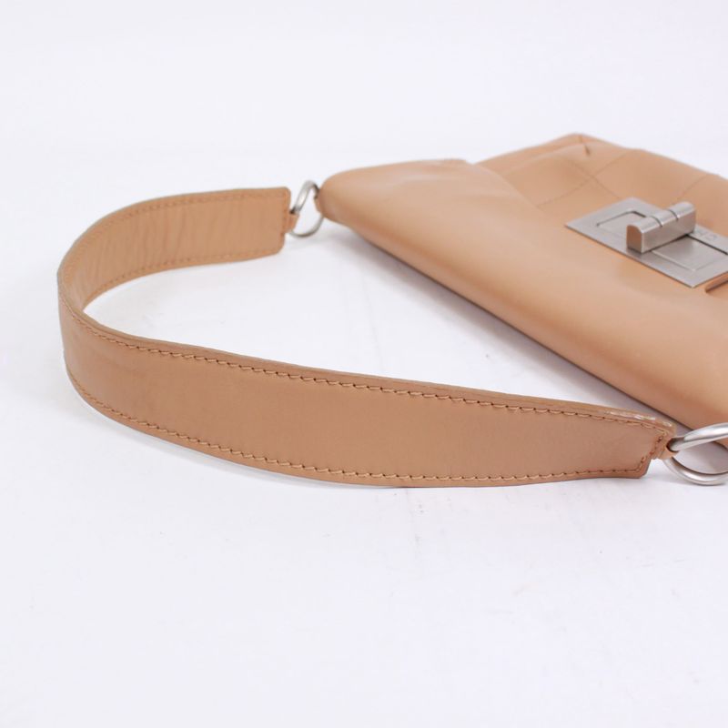 Chanel 255 Chocolate Bar Lambskin Beige Shoulder Bag Silver