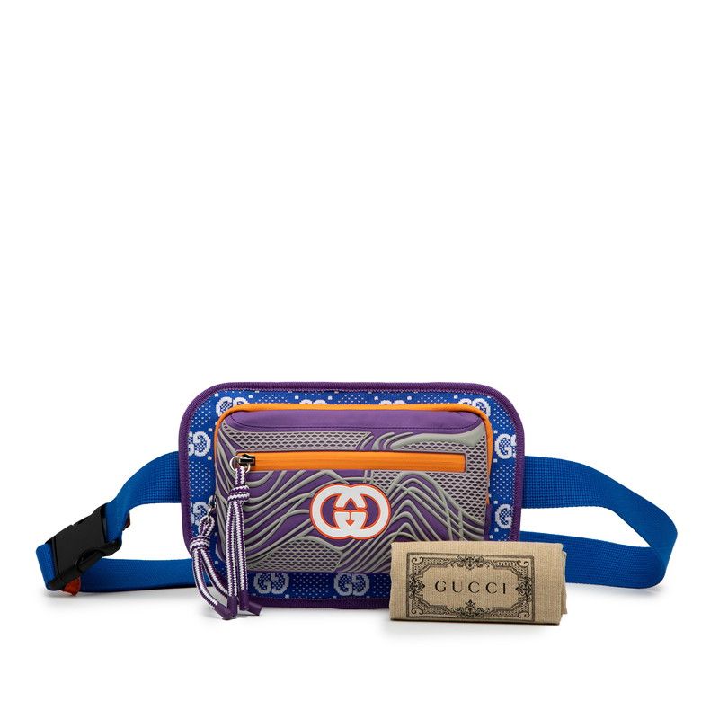 Gucci GG Nylon Belt Bag Body Bag Waist Bag 752102 Blue Purple Orange Nylon