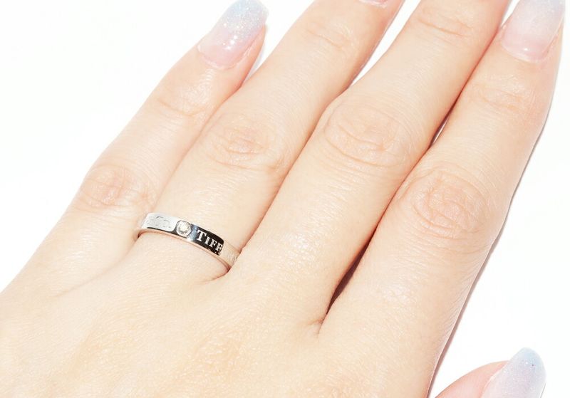 Tiffany & Co Ring Pt950 Diamond 3P (007ct) T&CO Band Ring With Flat Band Ring