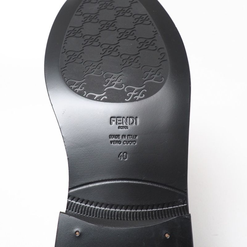 Fendi Loafers Size 40 Double F Zucca Logo Leather Shoes 20251027