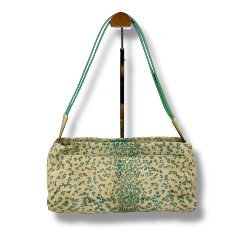 Bottega Veneta One Shoulder Bag Accessory Pouch Halaco Leather Green Beige