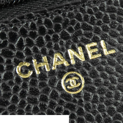 Chanel Chain Wallet Black Gold Caviar Leather Quilted Pochette Shoulder Bag — view 6