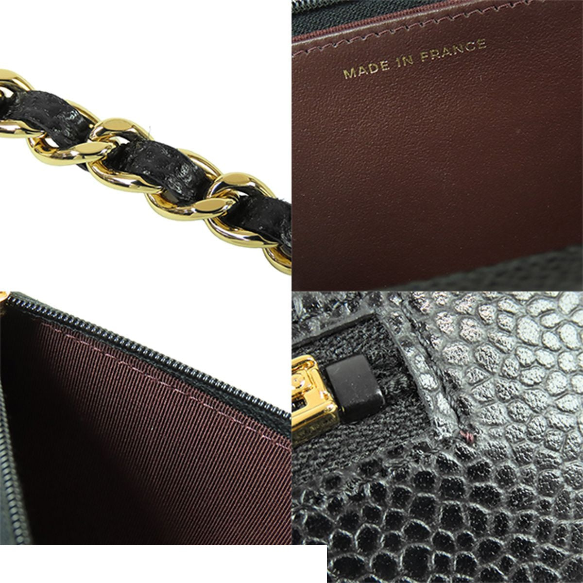 Chanel Chain Wallet Black Gold Caviar Leather Quilted Pochette Shoulder Bag — view 8