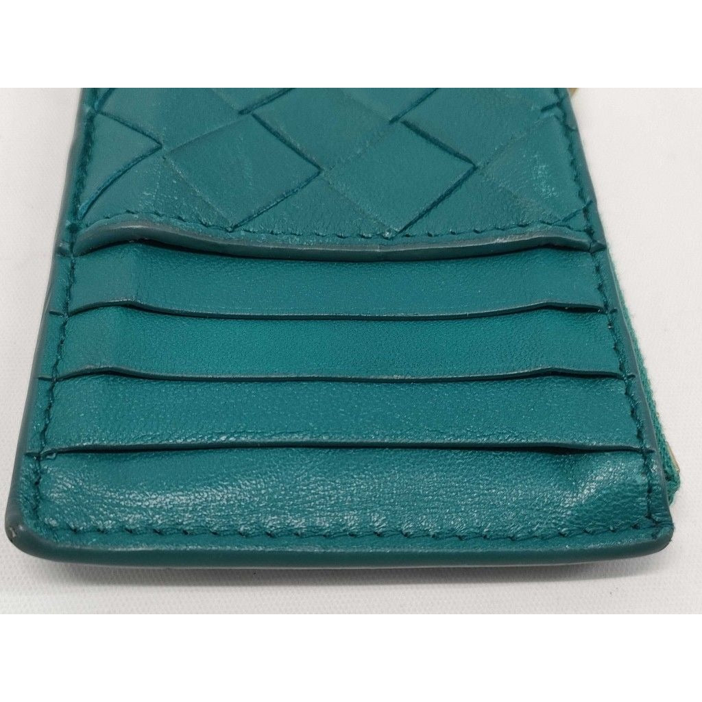 Bottega Veneta Coin Card Case Intrecciato Fragment Green Leather — view 6