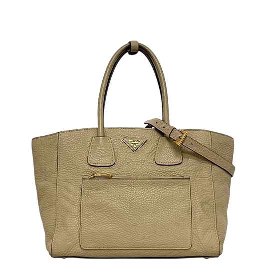 Prada 2 Way Bag Beige Sabbia Bn2795 Excellent Condition Leather