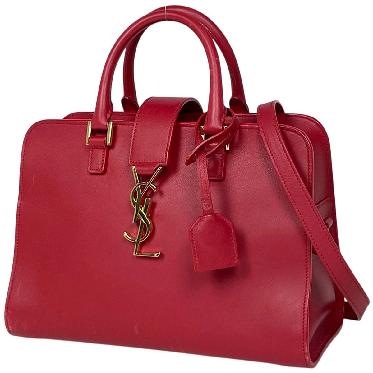 Saint Laurent Paris Baby Cabas 2-Way Shoulder Bag Leather Red
