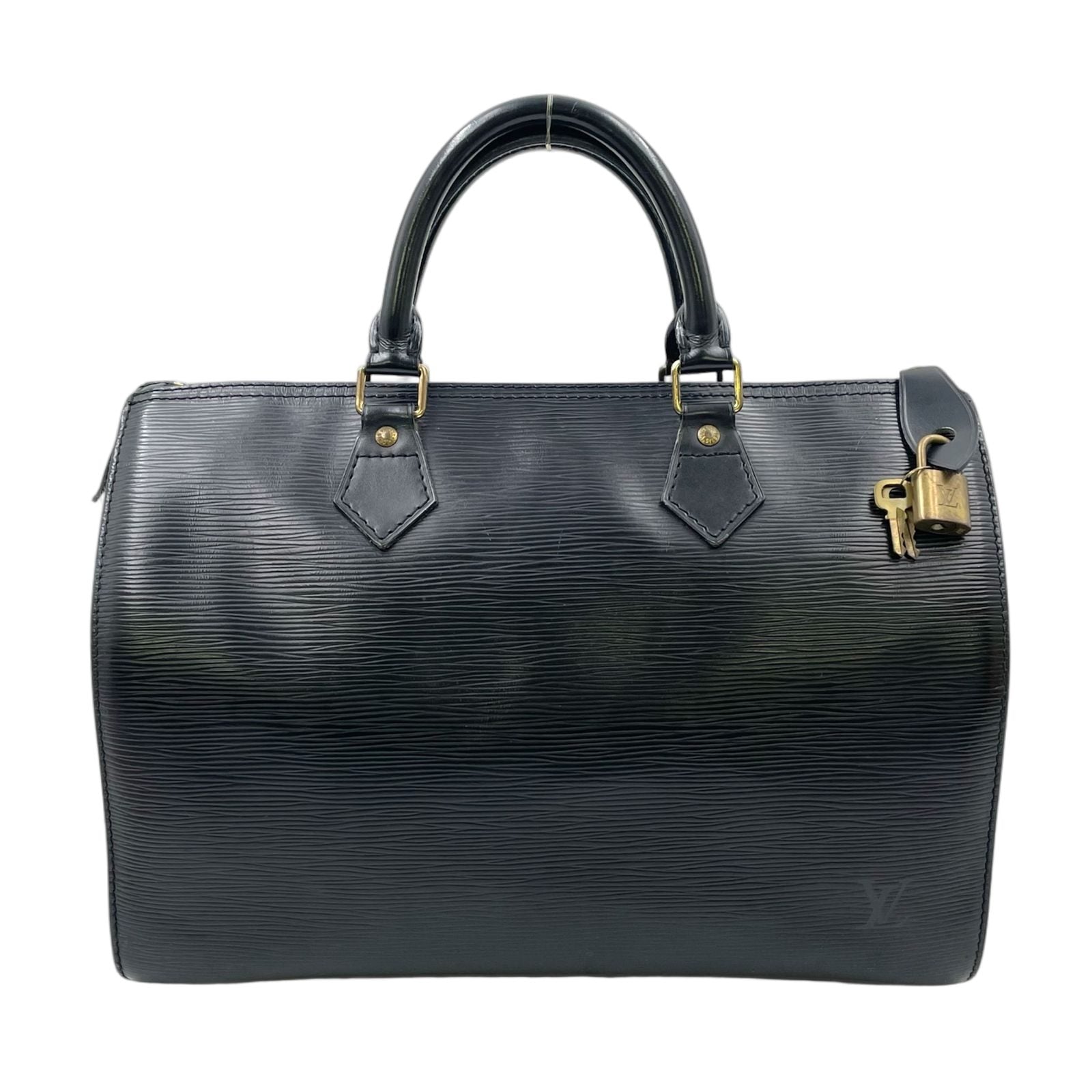 Louis Vuitton Speedy 30 Epi Noir Leather Black Handbag Gold