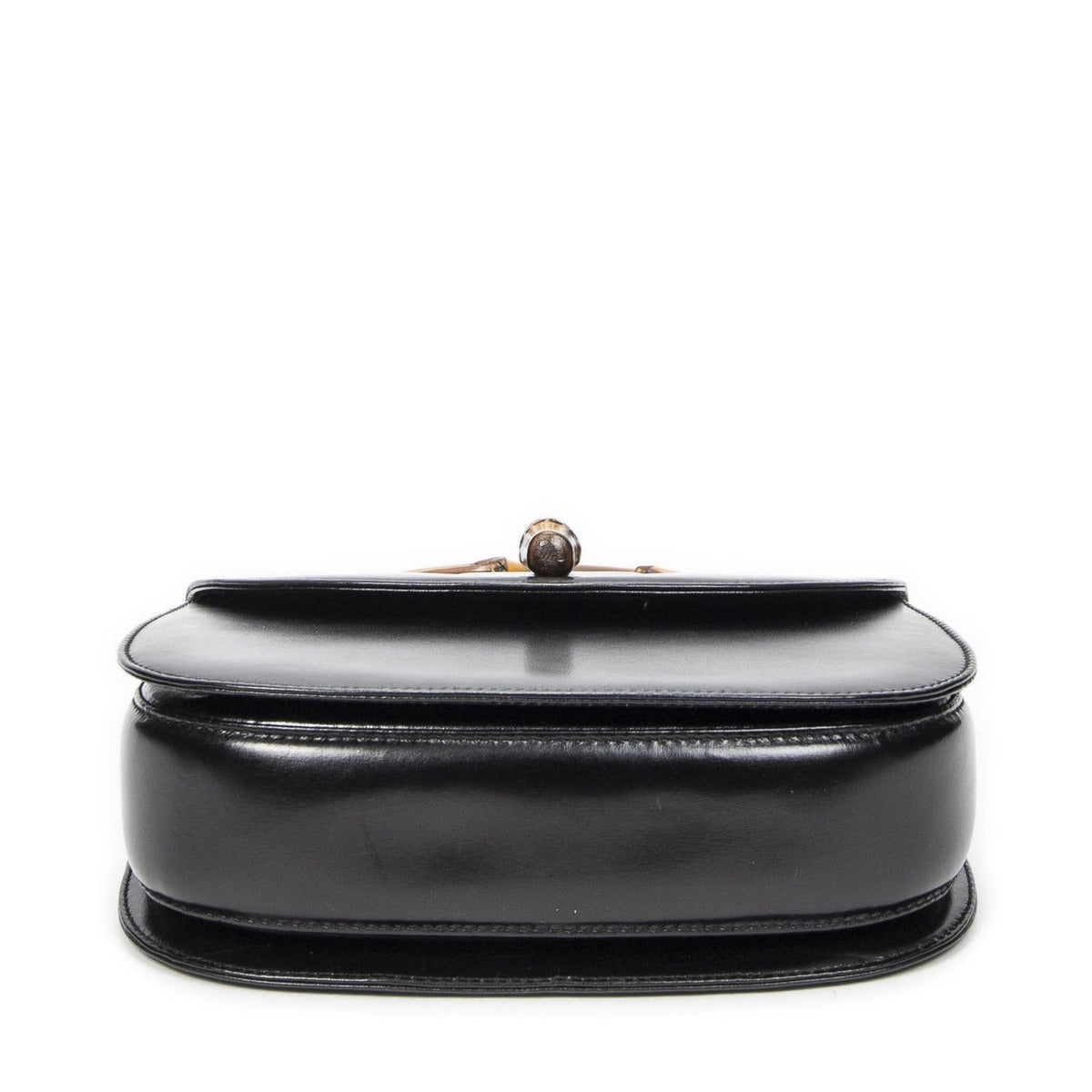 Gucci Small Bamboo Top Handle Flap Black Slim Skirt Fusskin Leather — view 6