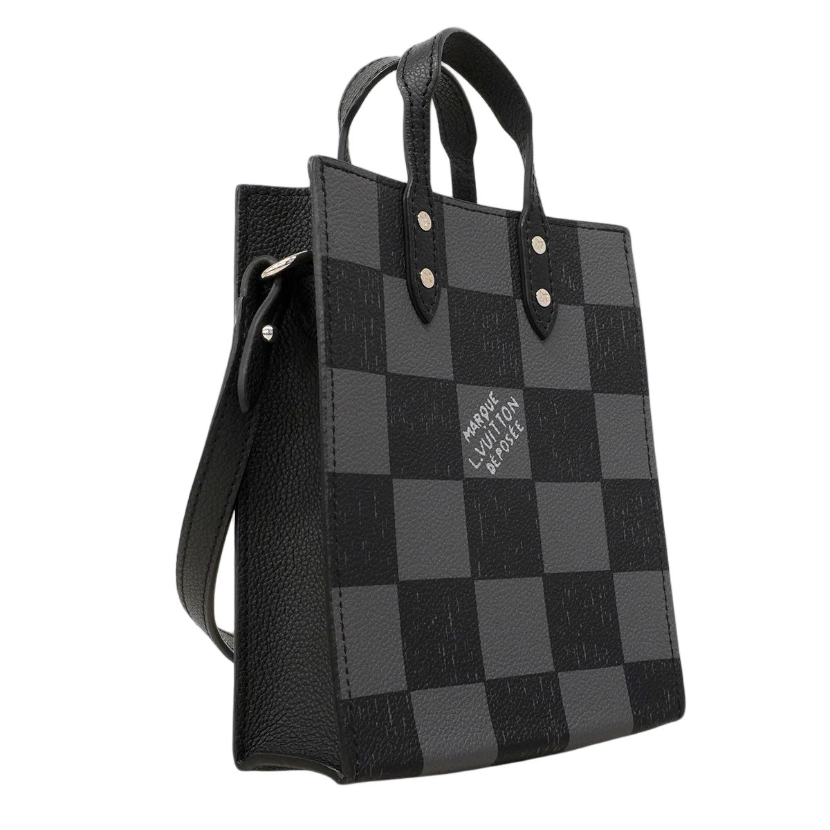 Louis Vuitton Handbag Damier Checkerboard Sac Plat XS Black 2-Way — view 2