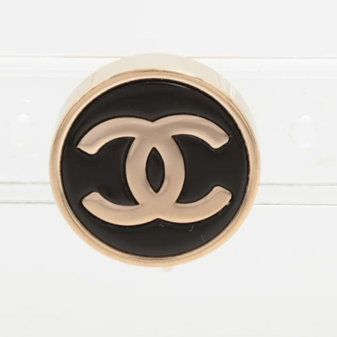 Chanel Earrings CC Logo Gold Black Round