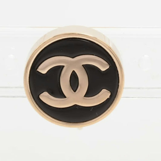 Chanel Earrings CC Logo Gold Black Round