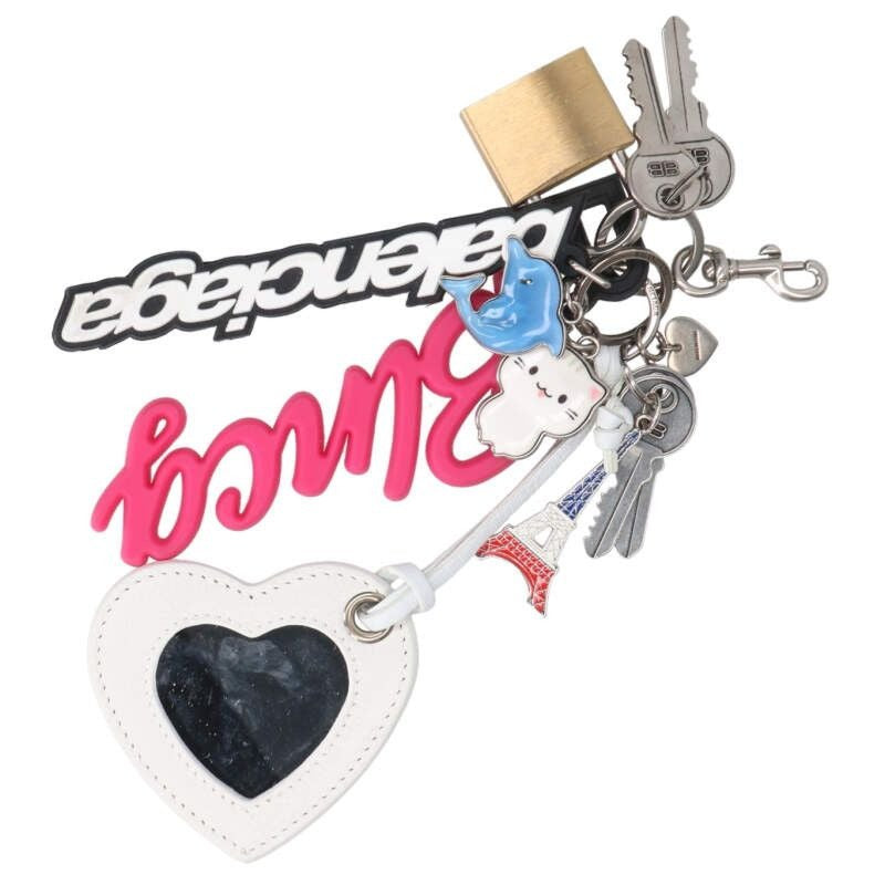 Balenciaga Multi Charm Keychain Silver