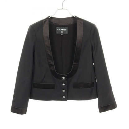 Chanel Colorless Jacket CC Logo Button Wool