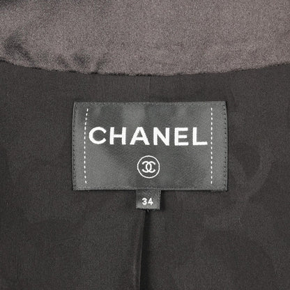 Chanel Colorless Jacket CC Logo Button Wool — view 3