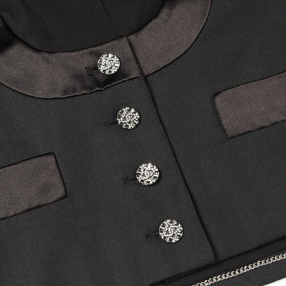 Chanel Colorless Jacket CC Logo Button Wool — view 9