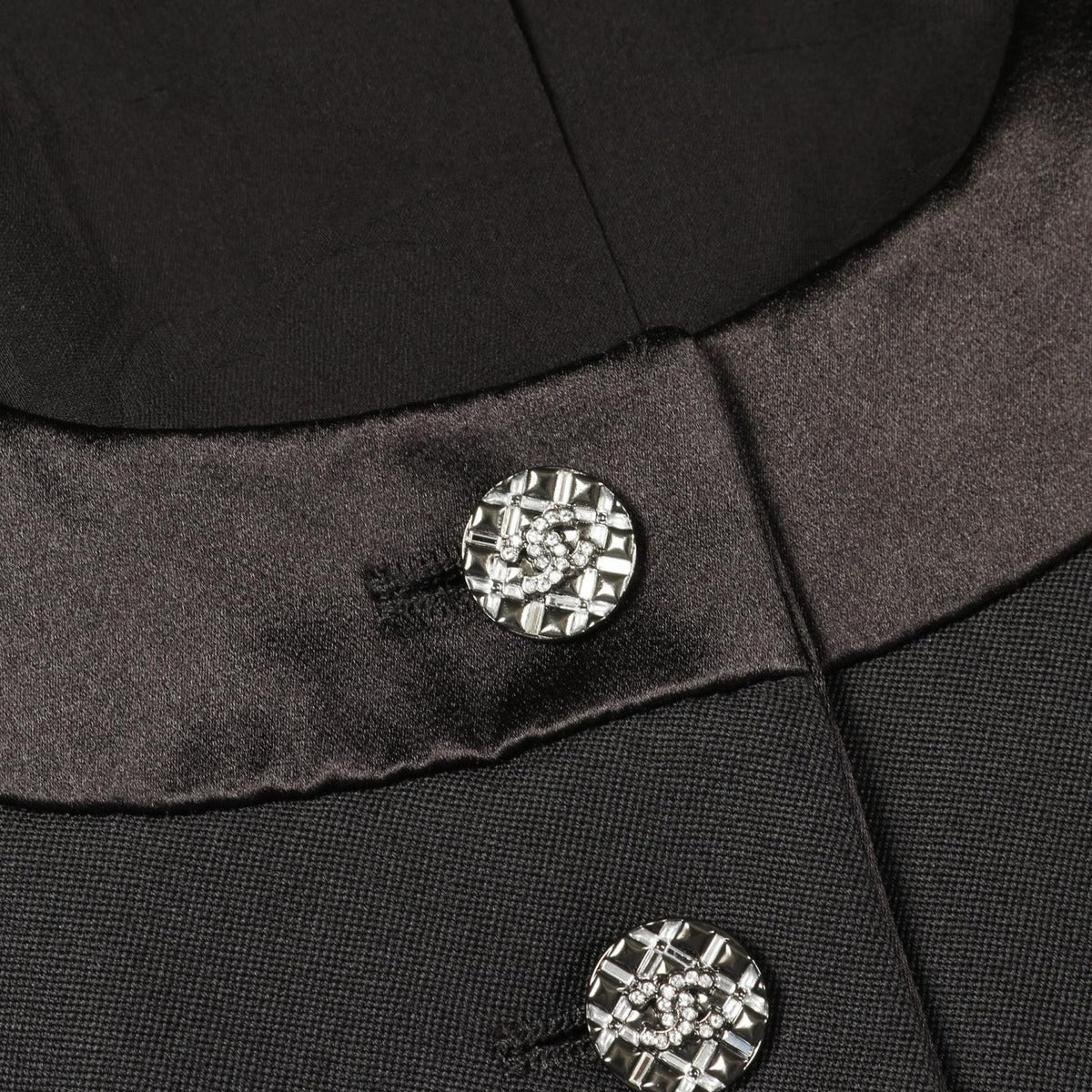 Chanel Colorless Jacket CC Logo Button Wool — view 10