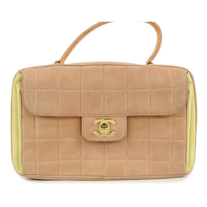 Chanel Choco Bar Top Handle Beige Cream Suede Handbag