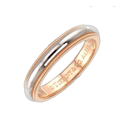 Tiffany & Co Milgrain Band Ring Pt Platinum 18k PG 750 Together