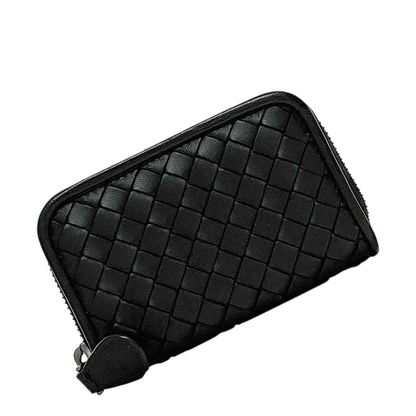 Bottega Veneta Coin Case Black Intrecciato Coin Purse Excellent Condition
