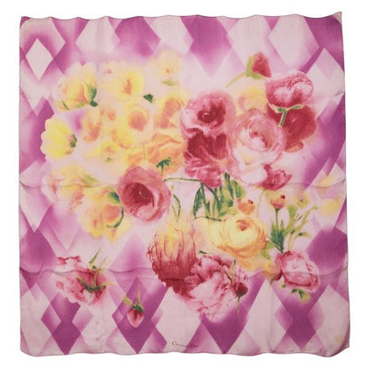 Dior Flower Floral Pattern Purple Multicolor Silk