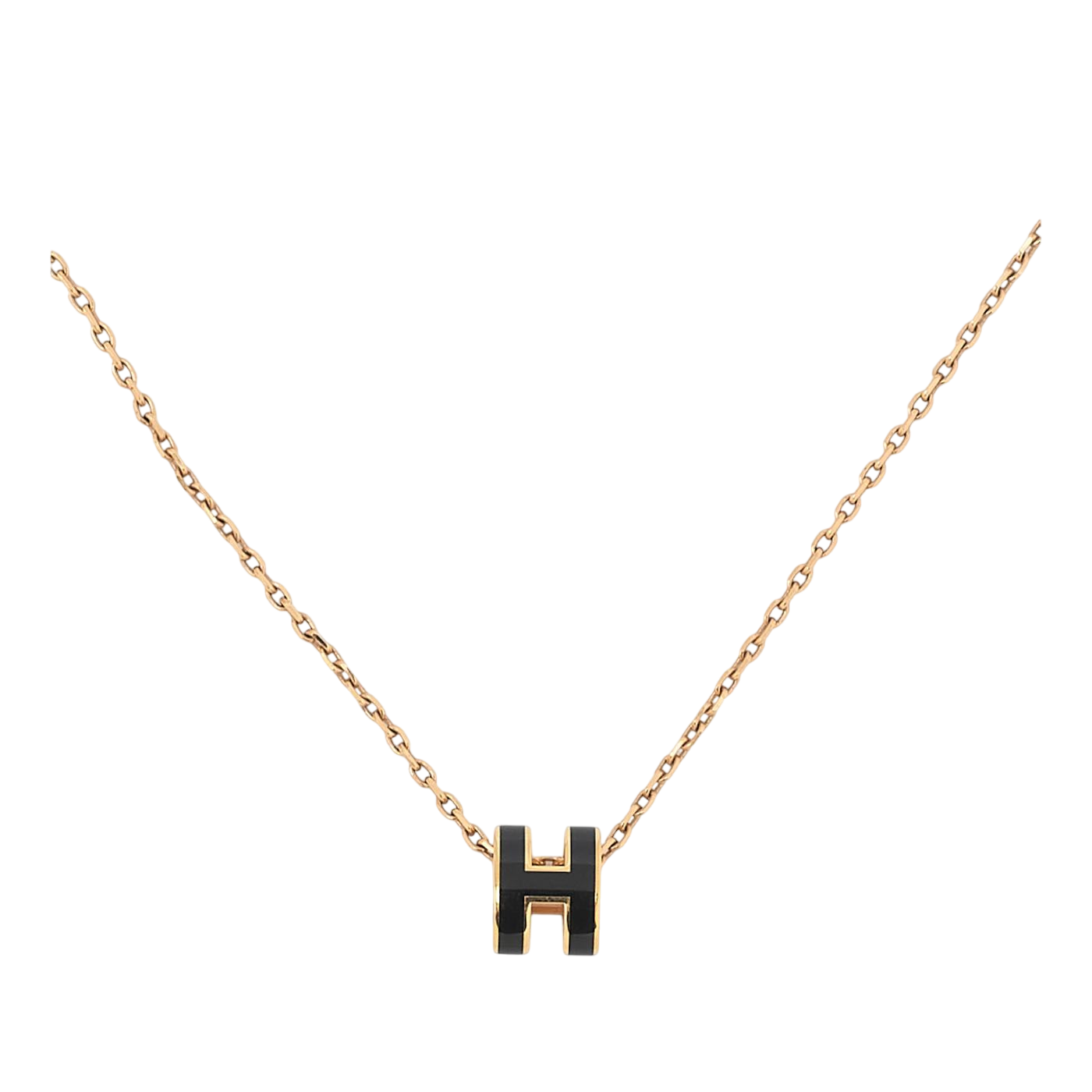 Hermès Hermes Mini Pop H Necklace Black GP (gold Plated) Ladies I Accessories