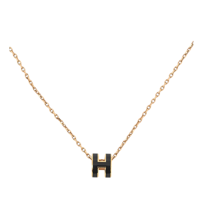 Hermès Hermes Mini Pop H Necklace Black GP (gold Plated) Ladies I Accessories