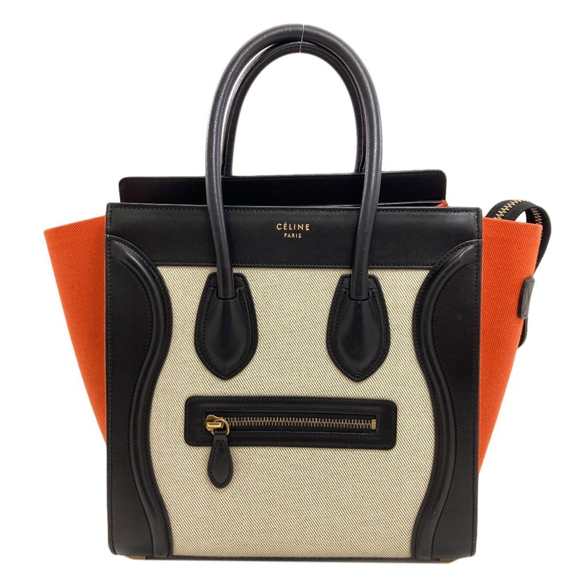 Celine Luggage Micro Handbag Canvas Leather