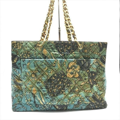 CHANEL 24K Vintage Large Tote Floral Graffiti Shoulder Bag Chain 1993