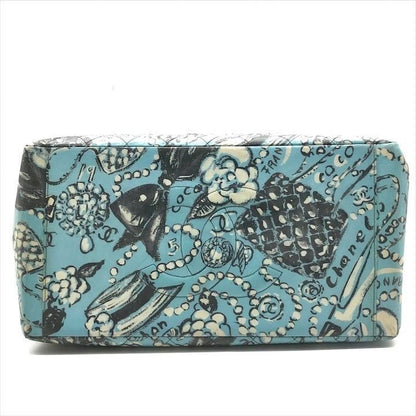 CHANEL 24K Vintage Large Tote Floral Graffiti Shoulder Bag Chain 1993