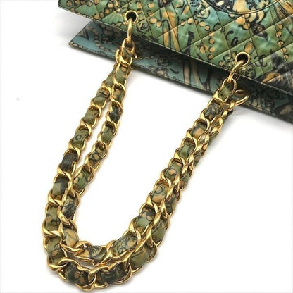 CHANEL 24K Vintage Large Tote Floral Graffiti Shoulder Bag Chain 1993