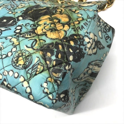 CHANEL 24K Vintage Large Tote Floral Graffiti Shoulder Bag Chain 1993