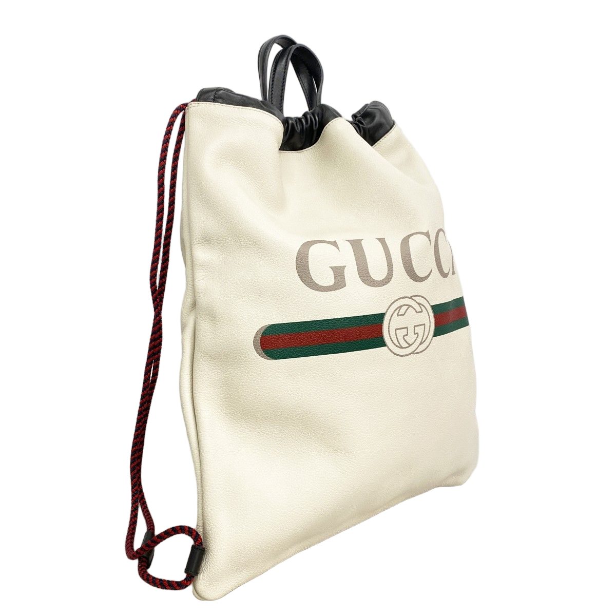 Gucci Backpack Drawstring Leather Ivory Gold — view 2