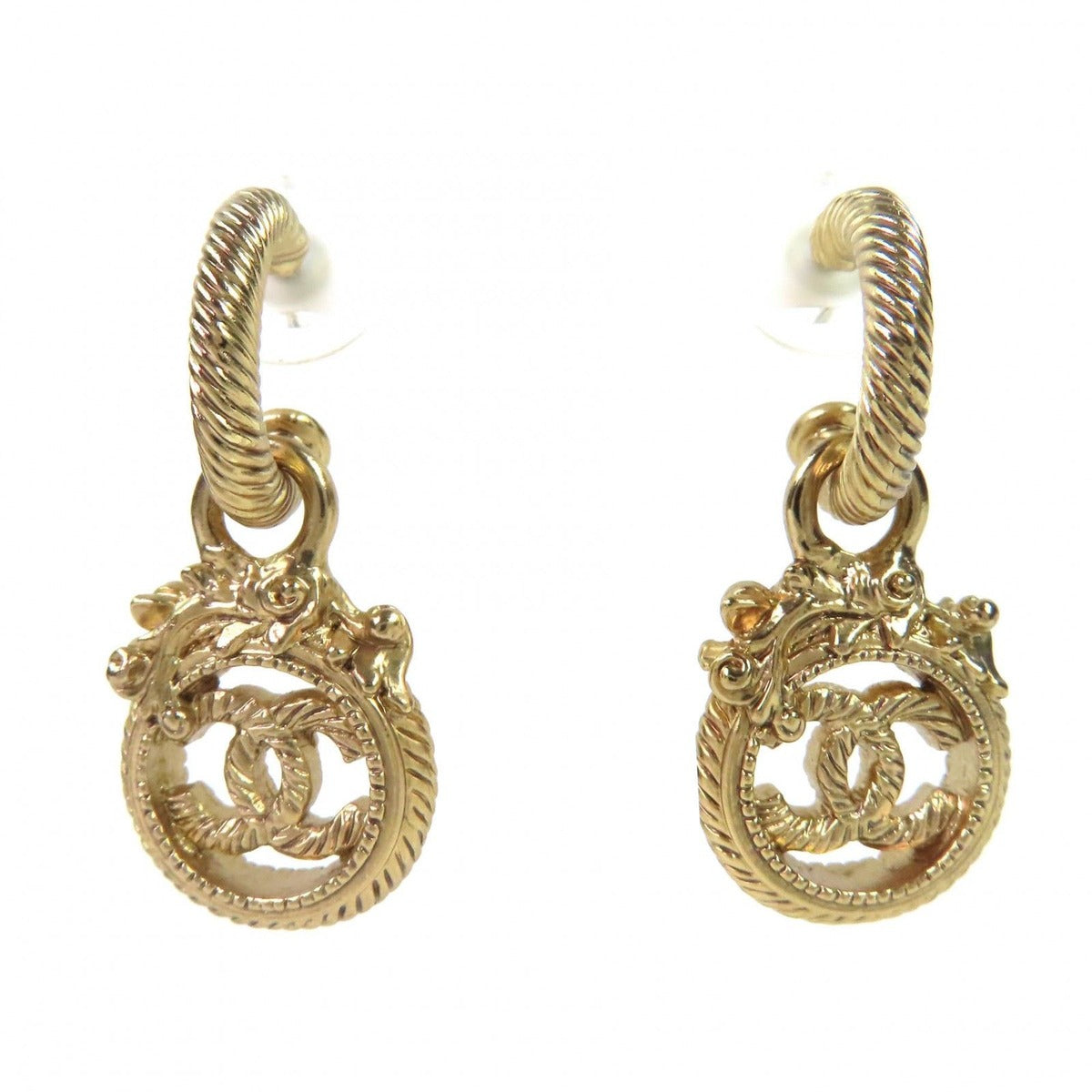 Chanel Vintage CC Logo Rope Twist Swing Earrings