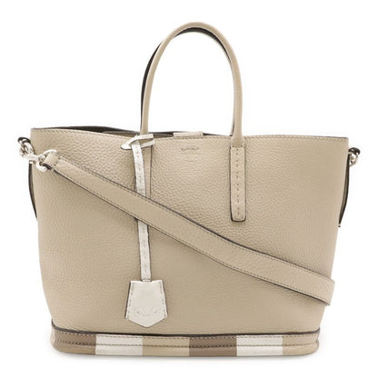 Fendi Selleria Handbag 2-Way Shoulder Bag One Crossbody Leather Sand