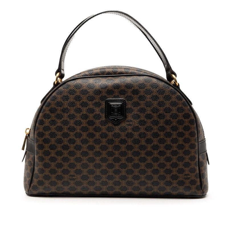 Celine Macadam Black Brown Leather Handbag