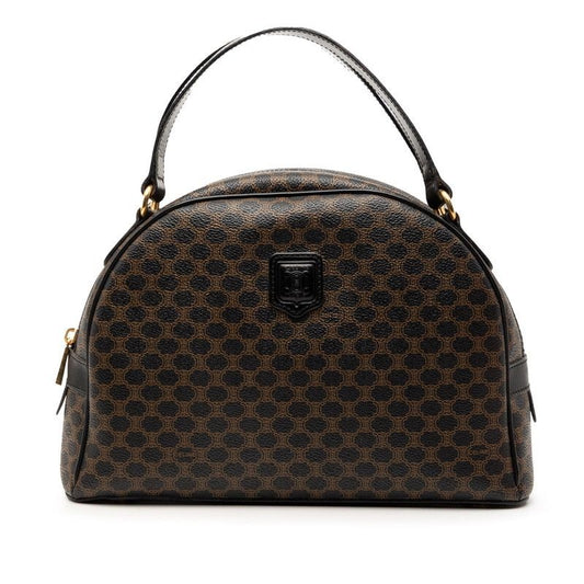 Celine Macadam Black Brown Leather Handbag