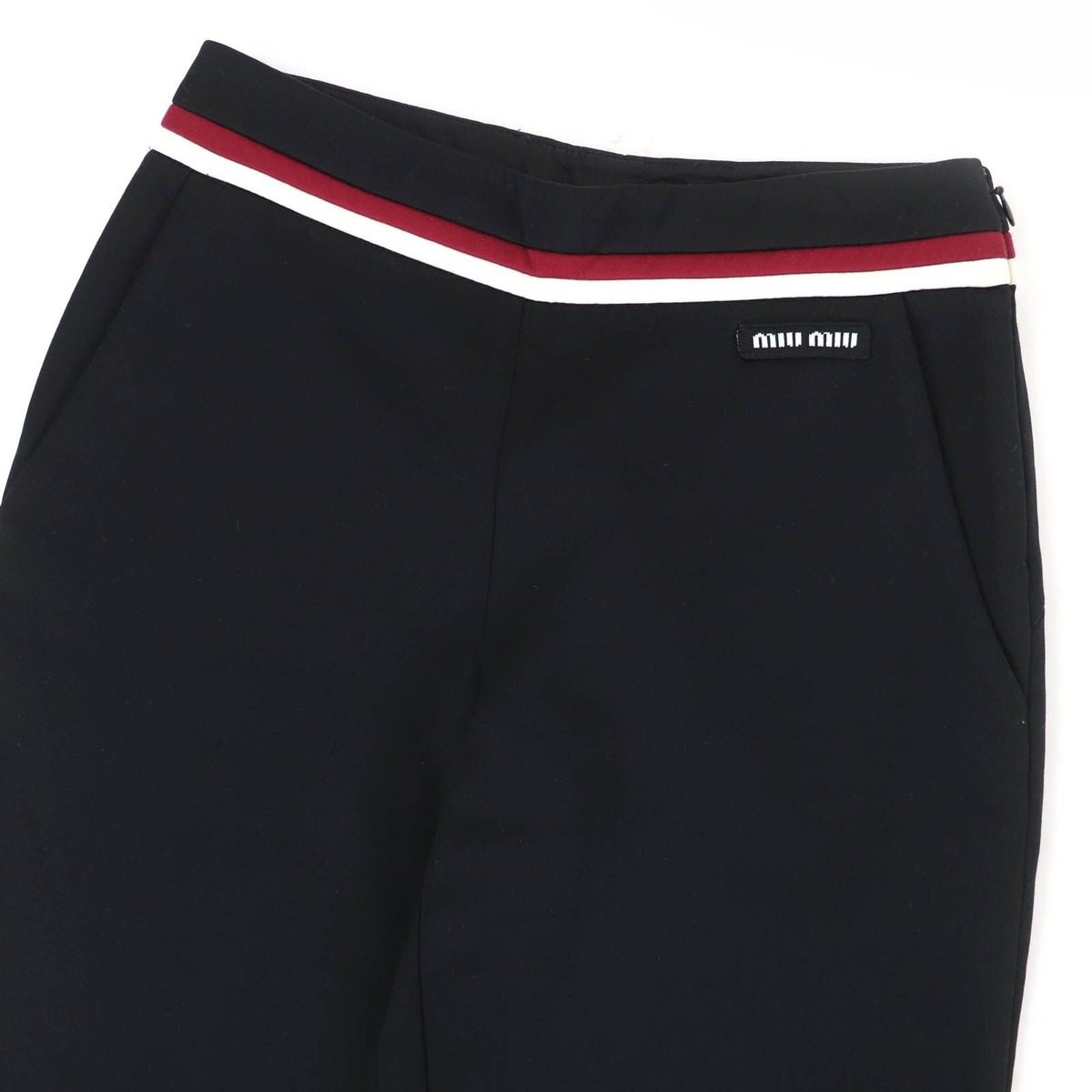 Miu Miu Cotton Logo Patch Wide Pants Black 36 — view 3
