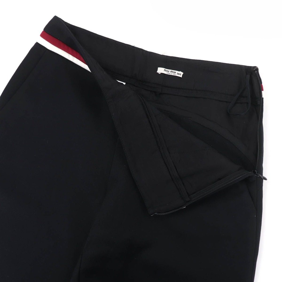 Miu Miu Cotton Logo Patch Wide Pants Black 36 — view 4