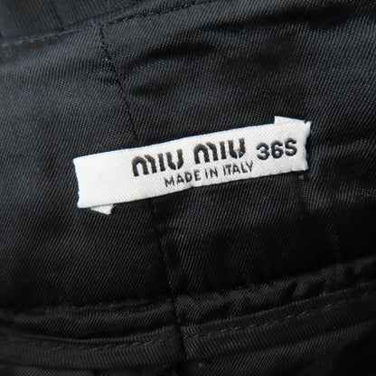Miu Miu Cotton Logo Patch Wide Pants Black 36 — view 7