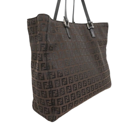 Fendi Handbag Zucchino Nylon Canvas Brown Silver — view 2