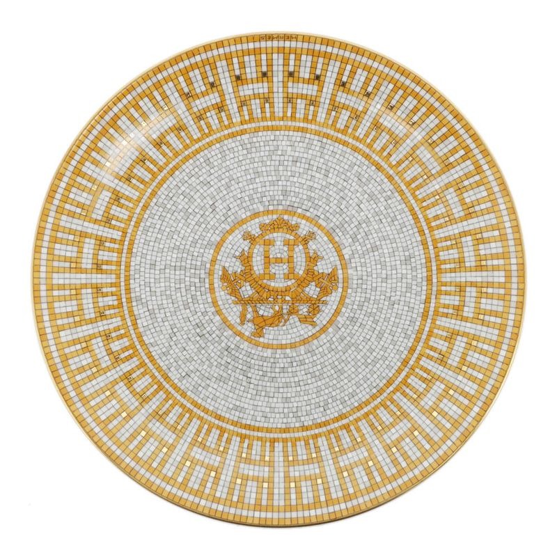 Hermes Dessert Plate Mosaic Van Quatre Gold Pottery Accessories