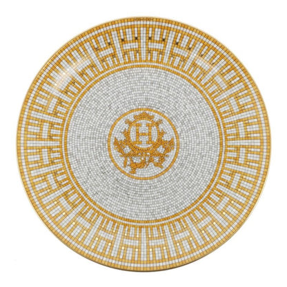 Hermes Dessert Plate Mosaic Van Quatre Gold Pottery Accessories