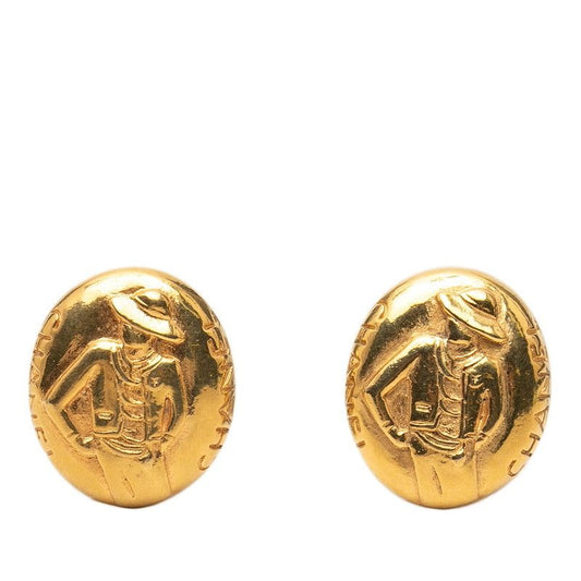 Chanel Vintage Mademoiselle Gold Plated Earrings