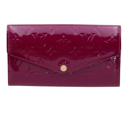 Brand New Louis Vuitton Monogram Vernis Magenta Folded Long Wallet