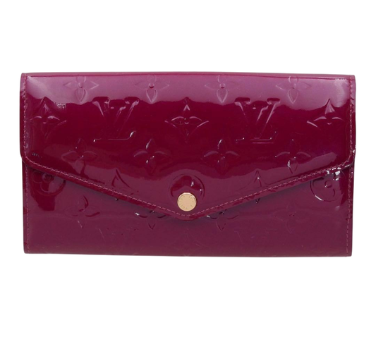 Brand New Louis Vuitton Monogram Vernis Magenta Folded Long Wallet