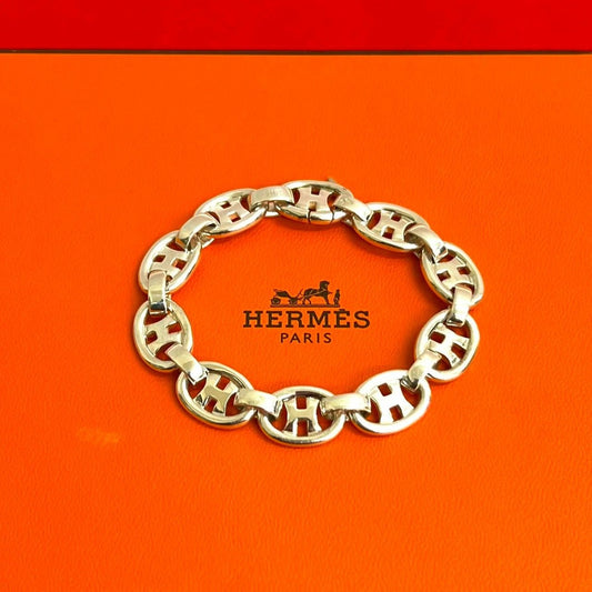 Hermes Logo Bracelet Chain Bangle