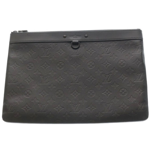 Louis Vuitton Monogram Shadow Pochette Discovery Clutch Pouch Case Black Noir