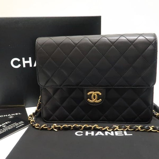 Chanel Chain Shoulder Bag Quilted Push Lock Black Hardware Officially