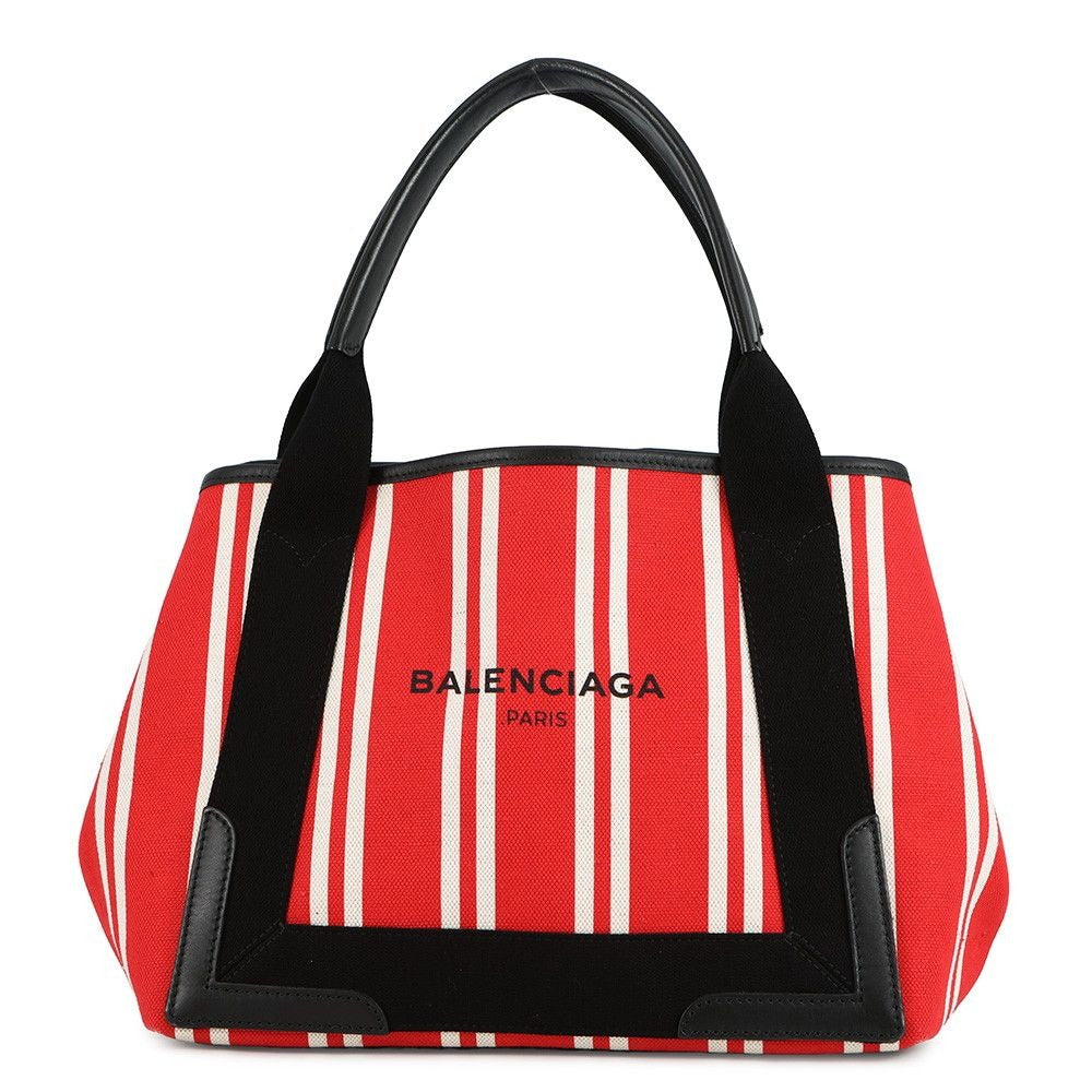 Balenciaga Tote Striped Navy Cabas S Pouch Red White Black